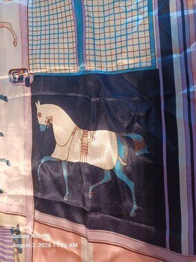 Women's Large Silky Equestrian Horse Print Scarf